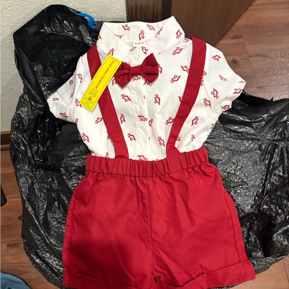 Nike Kids Red and White Suspender Set